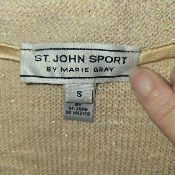 St. John By Marie Gray Santana Knit Zip Up Jacket Size S Beige Wool Rayon - Picture 8 of 9